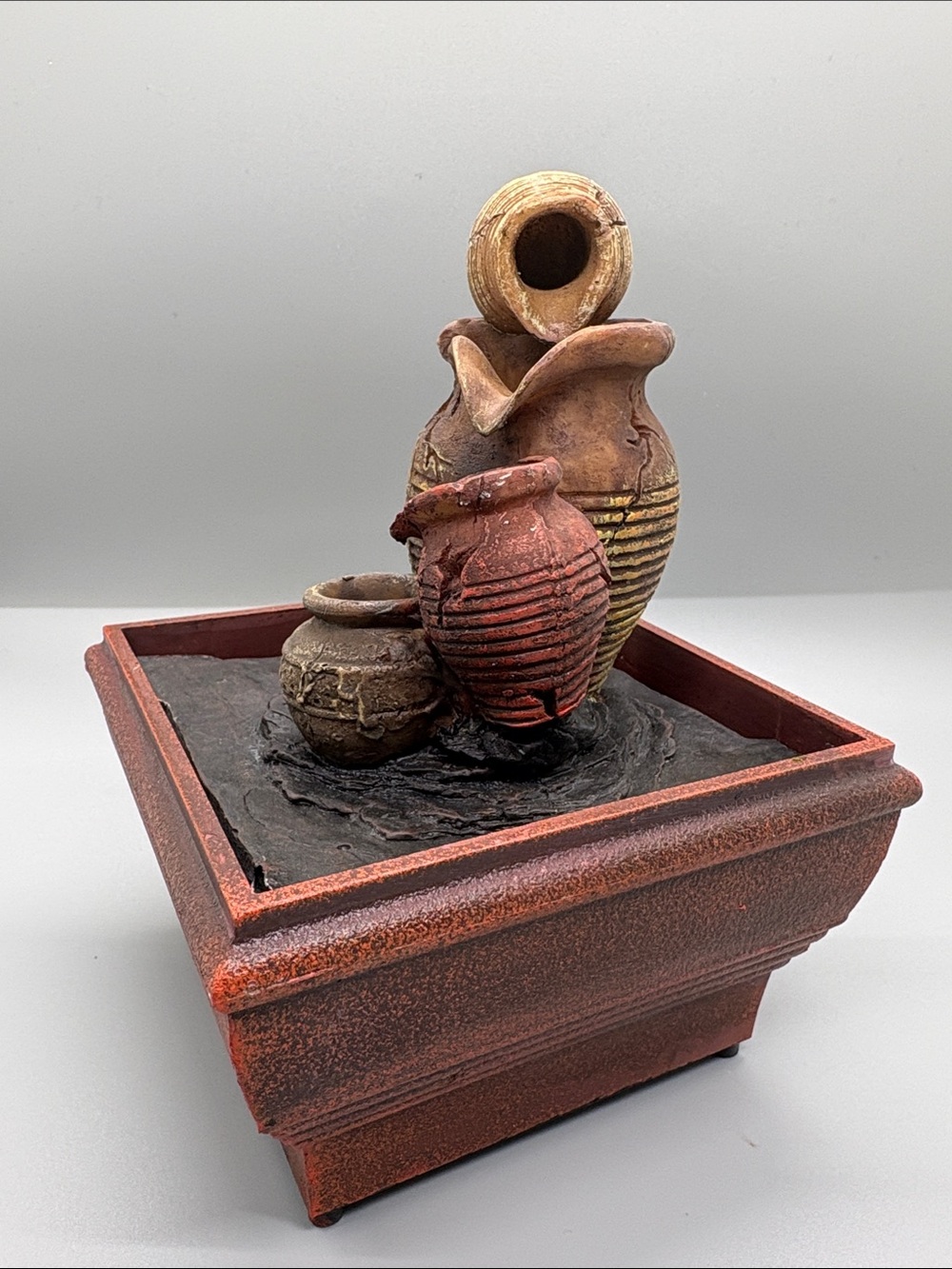 Rustic Terracotta Fountain Tabletop Water Feature - Red/Brown